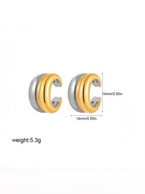 NEW Mixed Metal Ear Cuff Earrings Two Tone Gold Silver Set Demarson STYLE JL06